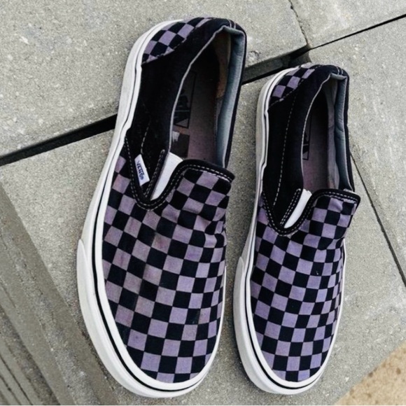 Vans Black and Gray Checkered Slip-On Shoes size 9.5 good condition ready - Picture 5 of 5